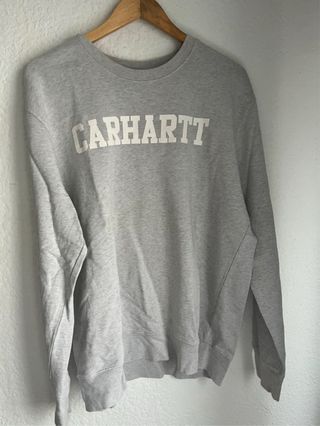 Sudadera Carhartt Gris Logo Blanco