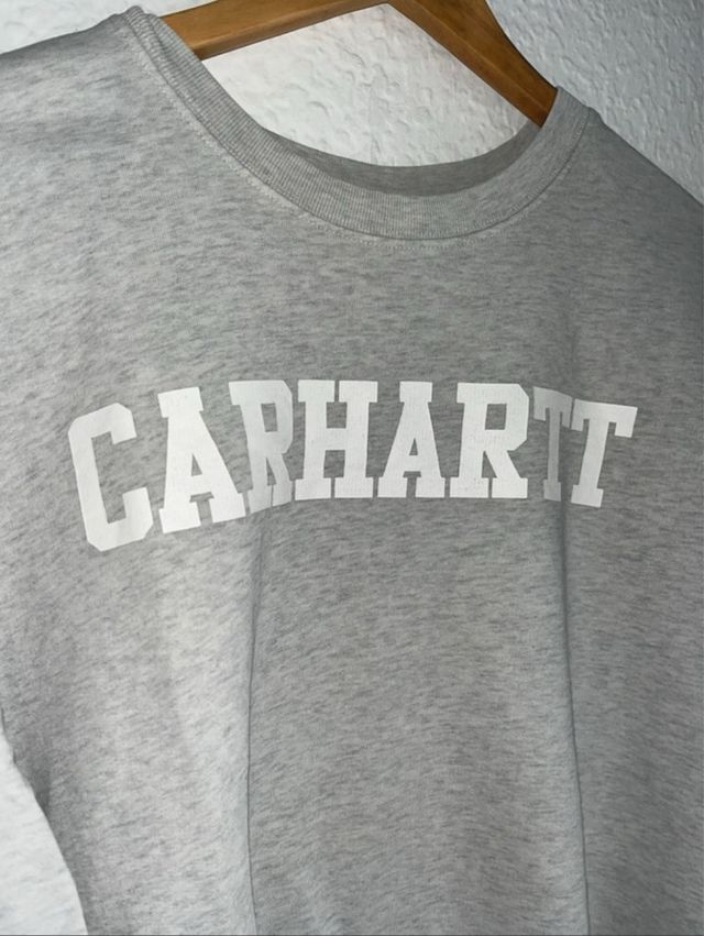 Sudadera Carhartt Gris Logo Blanco