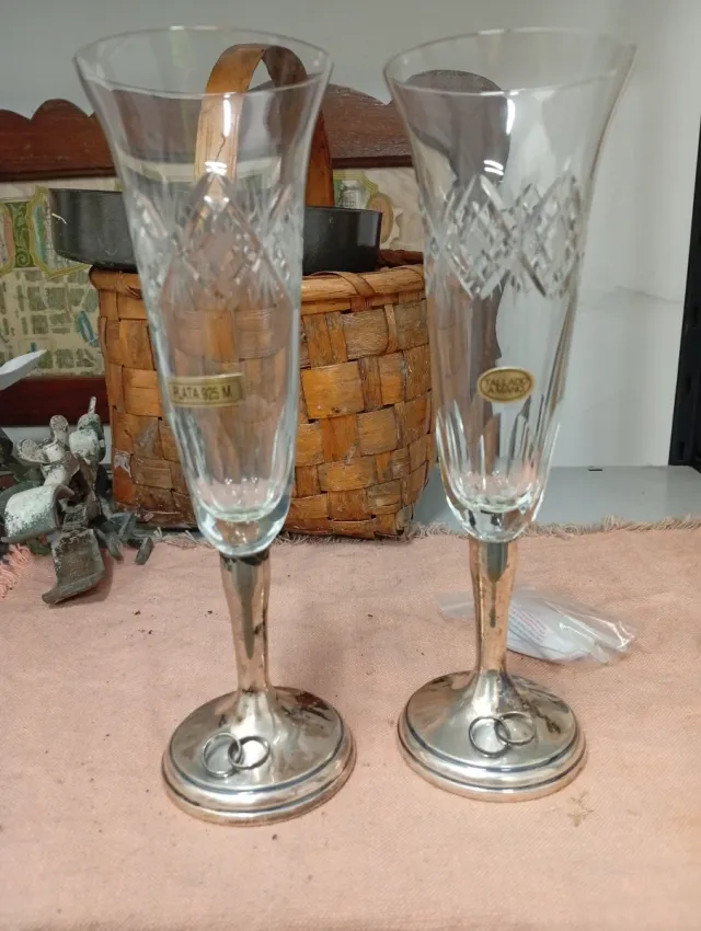Copas de Plata y Cristal Tallado