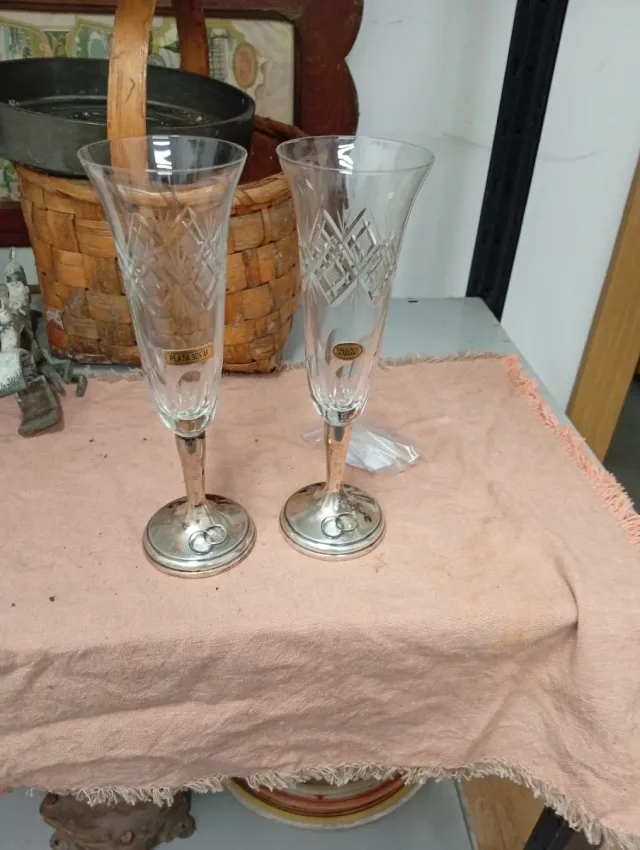 Copas de Plata y Cristal Tallado