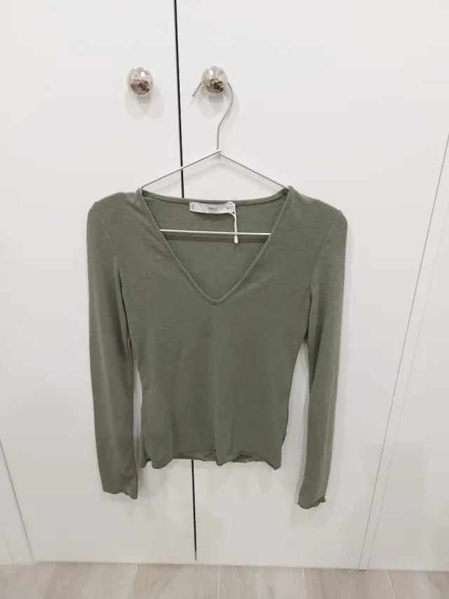 Camiseta manga larga verde Mango