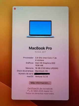 MacBook Pro 15” (2017) con Touch Bar