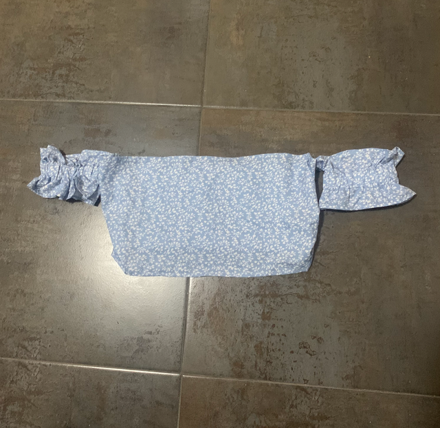 Crop top floral azul S