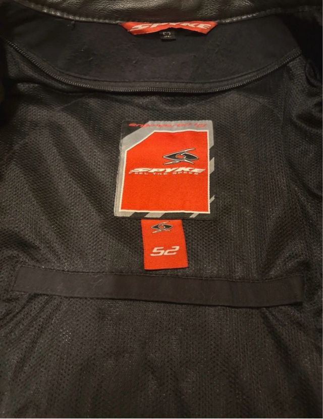 Chaqueta de cuero Spyke naranja y negra