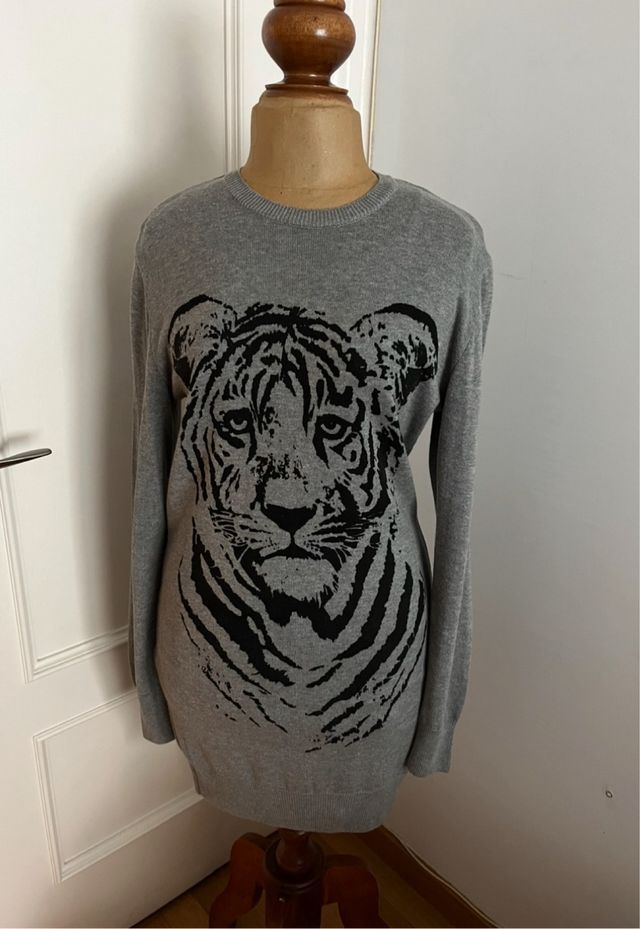 Vestido Zara Tigre Gris Talla M