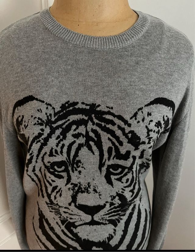 Vestido Zara Tigre Gris Talla M