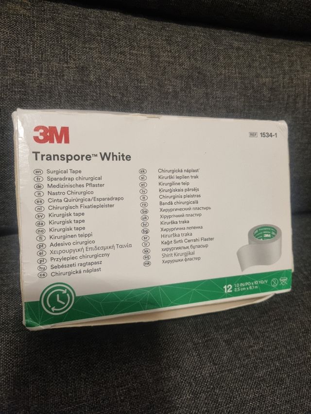 3M Transpore White Parche Quirúrgico 12 Rollos