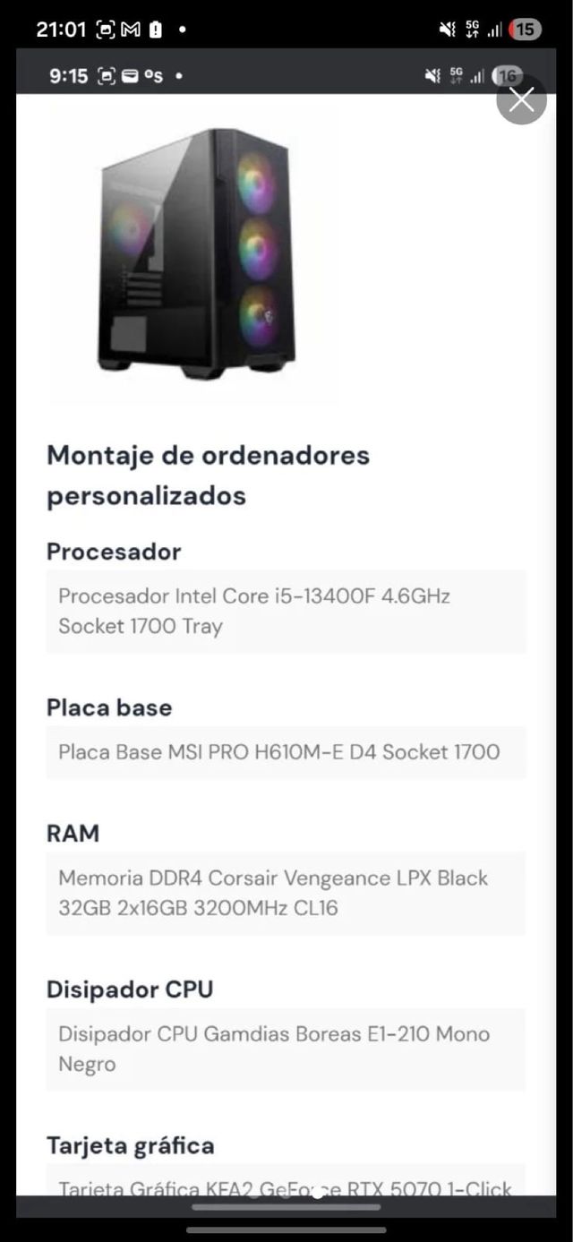 Ordenador Gaming Negro