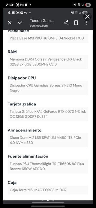 Ordenador Gaming Negro