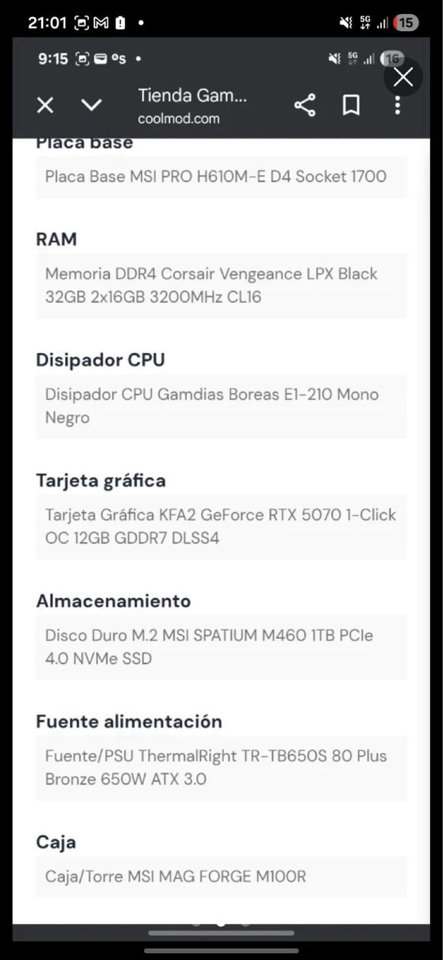 Ordenador Gaming Negro