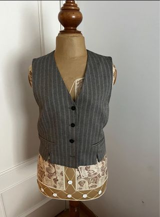 Chaleco Zara Mujer Raya Gris nuevo