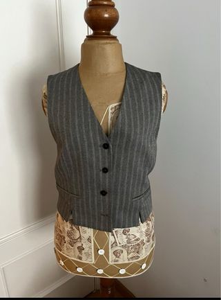 Chaleco Zara Mujer Raya Gris nuevo