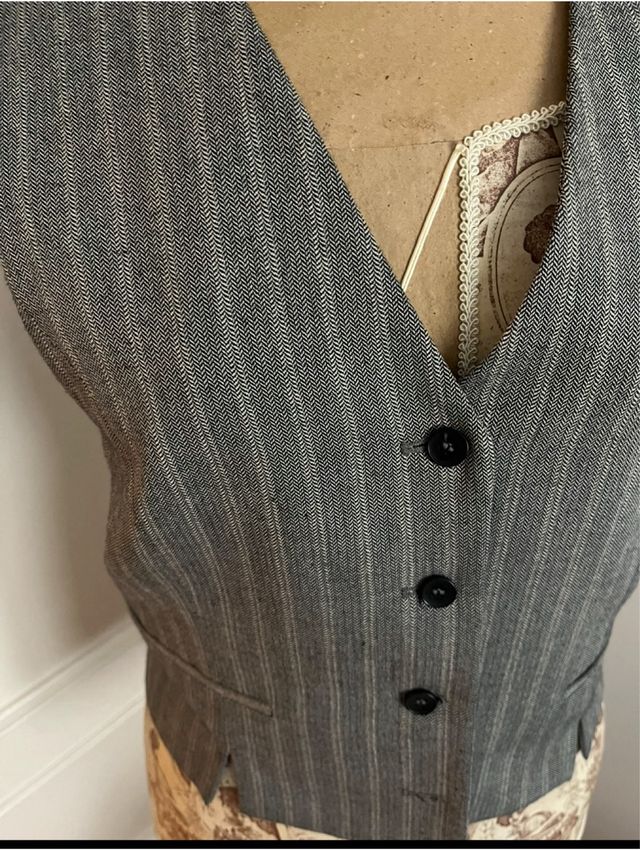 Chaleco Zara Mujer Raya Gris nuevo