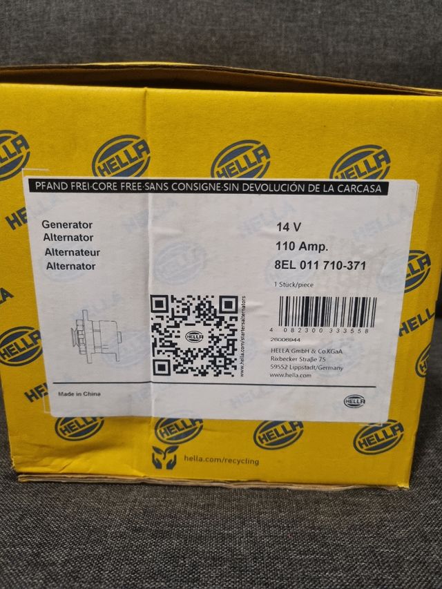 Alternador HELLA 14V 110A Dacia Renault