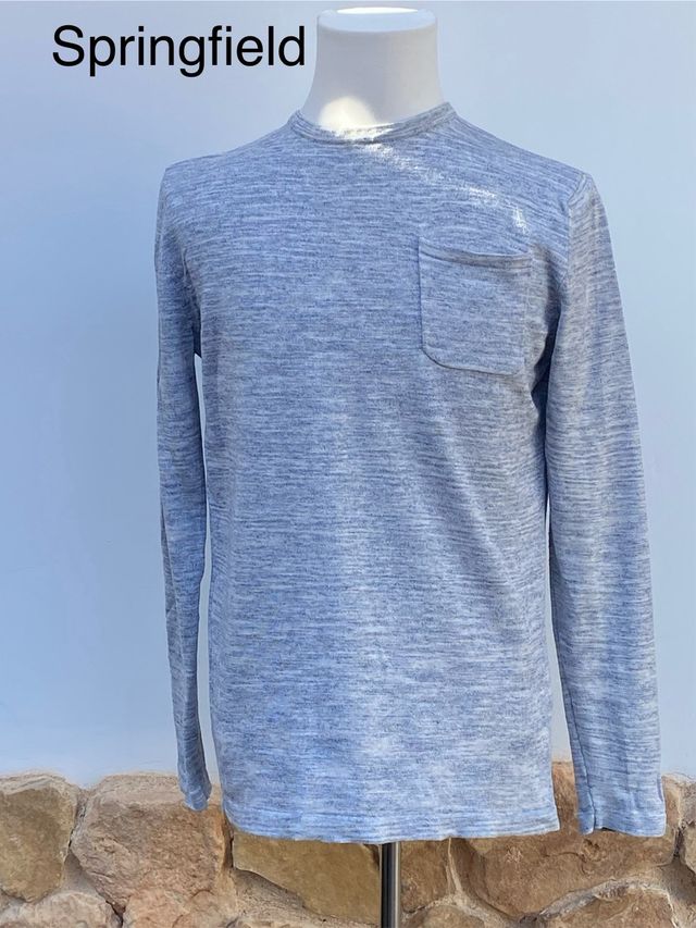 Jersey Springfield Manga Larga Gris y Azul