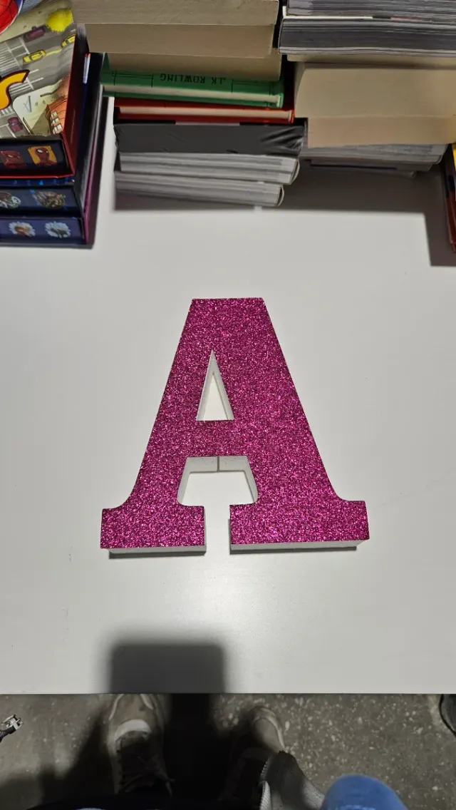 Letra A de Corcho con Purpurina 