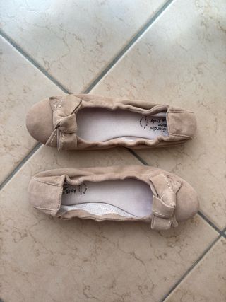 classic comfy stretchy nude suede ballet flat