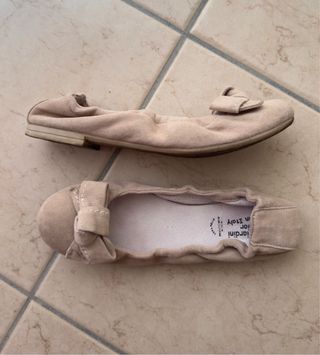classic comfy stretchy nude suede ballet flat
