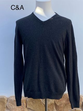 Jersey C&A Gris Cuello Pico