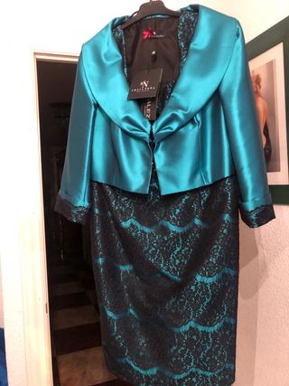 Vestido Sonia Peña Seda y Encaje Talla 48