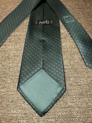 Corbata Hermès H gris/verde sin etiquetas
