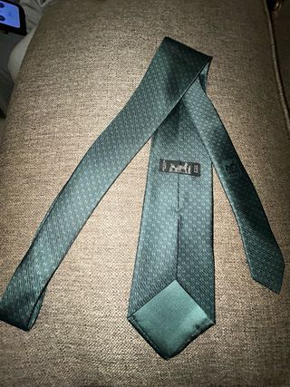 Corbata Hermès H gris/verde sin etiquetas
