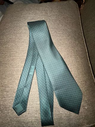Corbata Hermès H gris/verde sin etiquetas