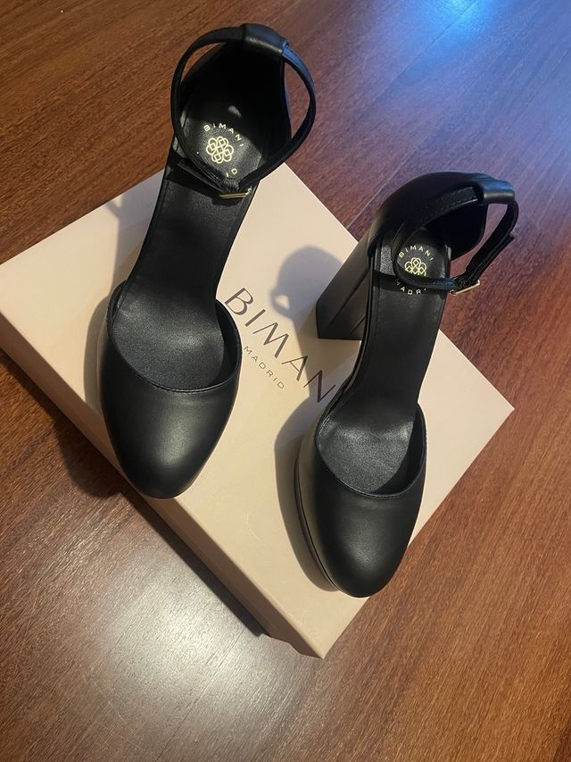 Zapatos Bimani Tacón Piel Negro 10cm