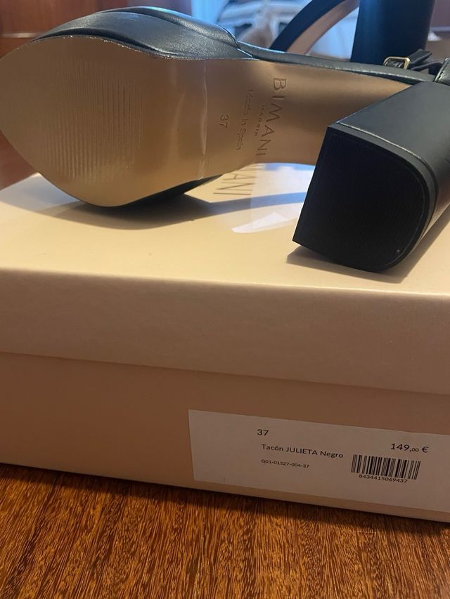 Zapatos Bimani Tacón Piel Negro 10cm