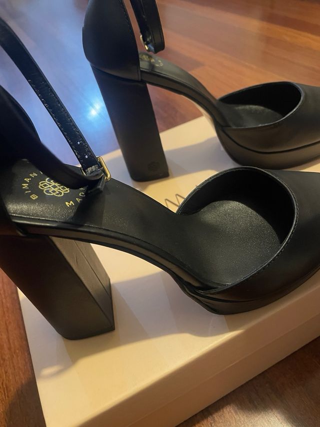 Zapatos Bimani Tacón Piel Negro 10cm
