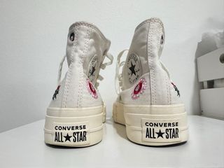 Converse plataforma bordado flores mujer