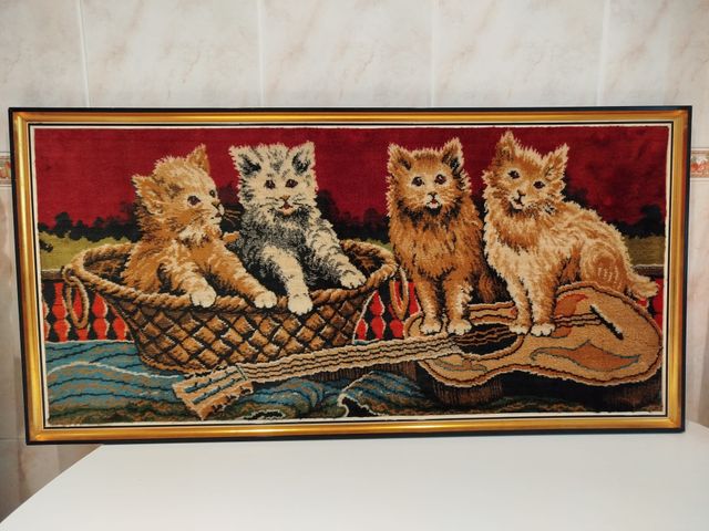 Tapiz de leones enmarcado