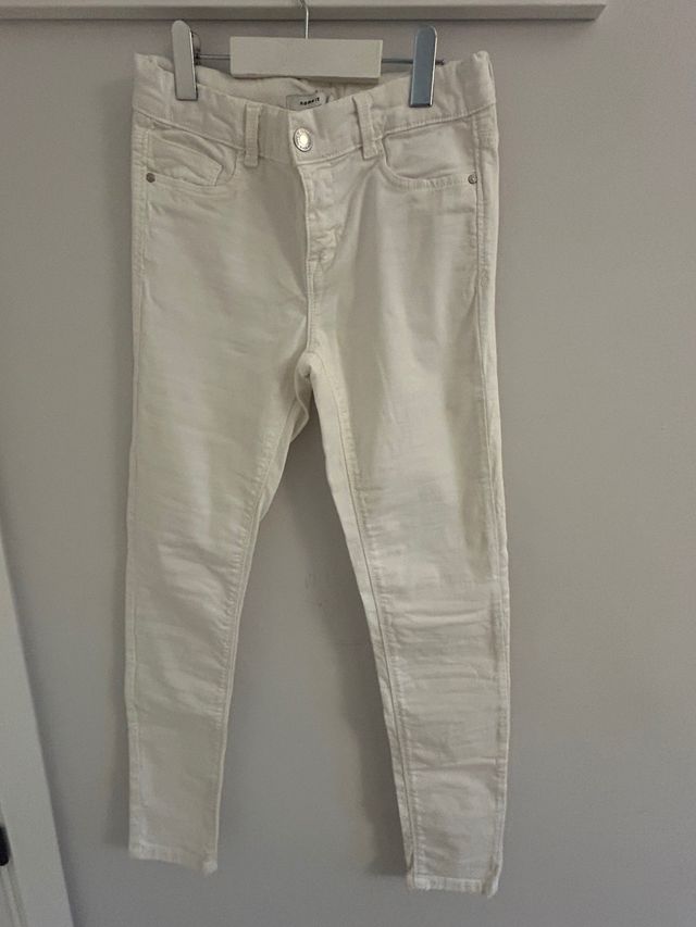 Vaqueros niña pitillo blancos