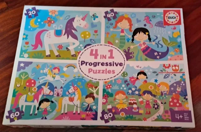 Puzzle 4 en 1 Educa Unicornios y Sirenas