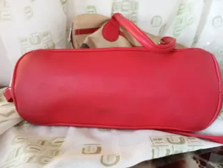 Borsa a spalla beige e rossa
