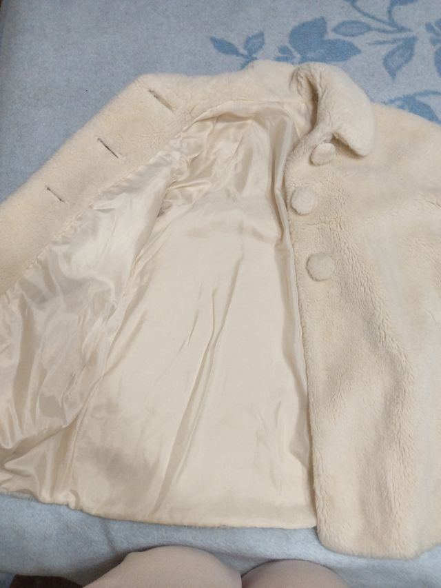 Abrigo el corte ingles niña peluche crema talla 11