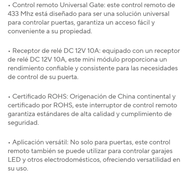 INTERRUPTOR DE CONTROL REMOTO INALÁMBRICO DE 433Mh