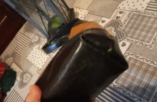 Borsetta bicolore nero e cuoio