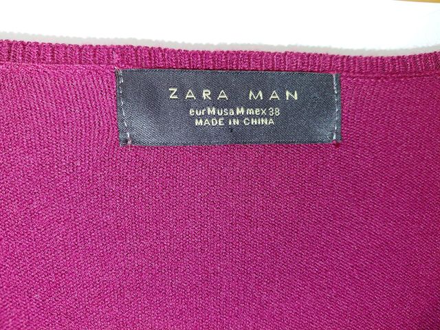 Jersey Zara punto fino cuello pico grande burdeos