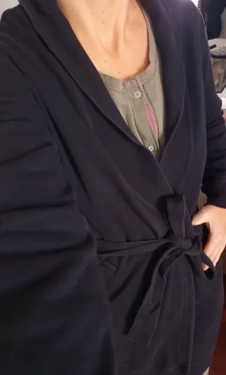 Vestaglia Tezenis nera in cotone felpato