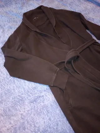 Vestaglia Tezenis nera in cotone felpato