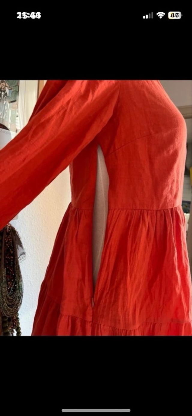 Vestido coral manga larga talla L