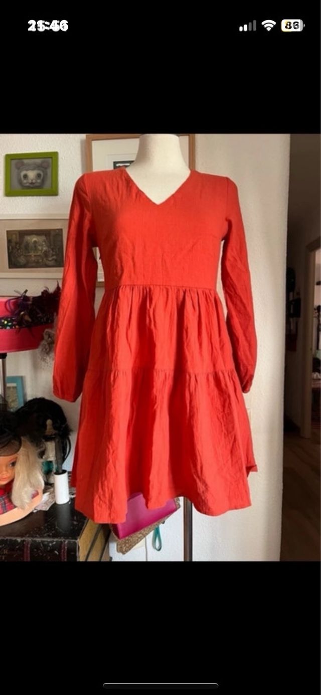 Vestido coral manga larga talla L