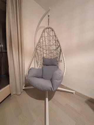 Silla Colgante Mimbre Gris