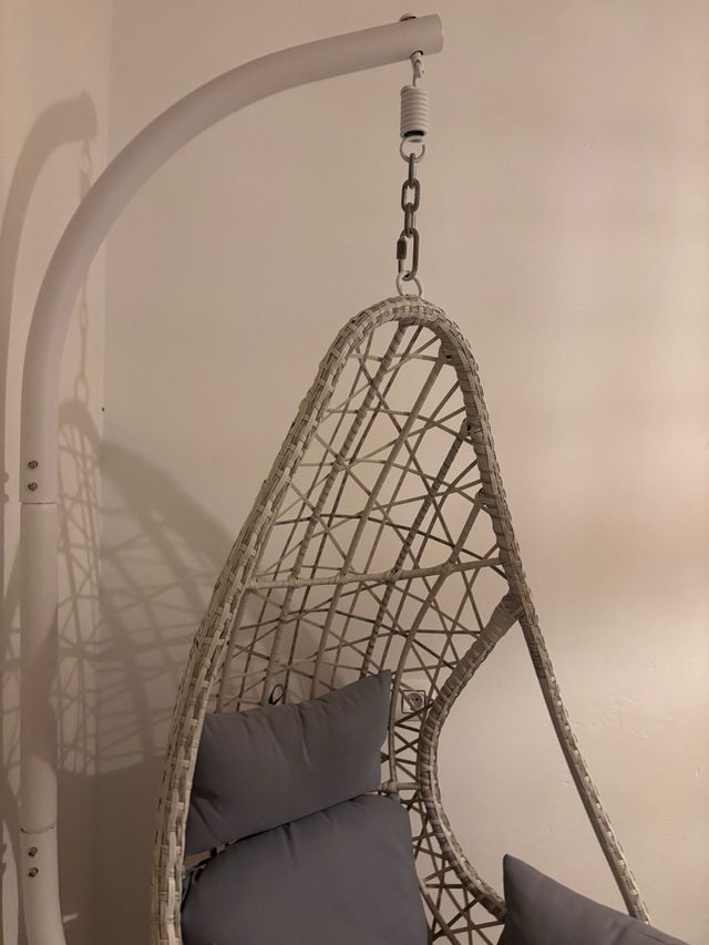 Silla Colgante Mimbre Gris