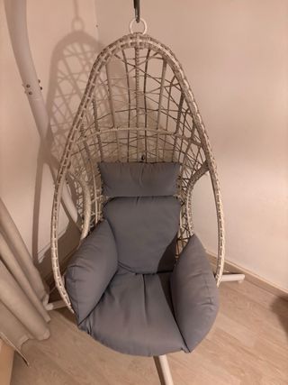 Silla Colgante Mimbre Gris