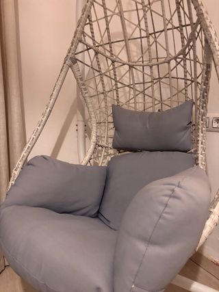 Silla Colgante Mimbre Gris