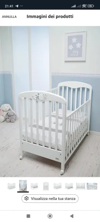 Culla Foppapedretti legno bianco con materasso