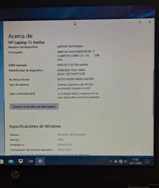 Ordenador Portátil HP Negro y Plateado