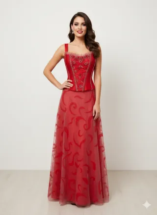 Conjunto Alta Costura Talla 38 Rojo